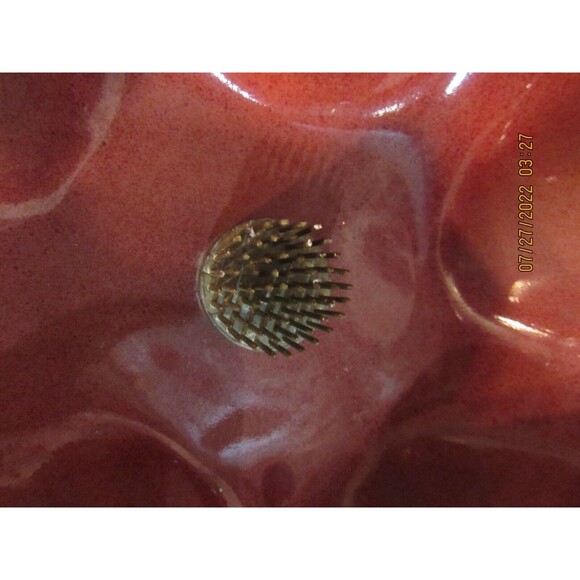 GATLINBURG BRANDYWINE POTTERY SMALL BOWL DESIGNED JAPANESE IKEBANA FLORAL FROG - Picture 2 of 5